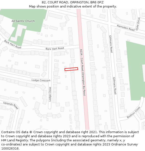 82, COURT ROAD, ORPINGTON, BR6 0PZ: Location map and indicative extent of plot