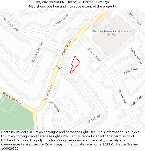 82, CROSS GREEN, UPTON, CHESTER, CH2 1QR: Location map and indicative extent of plot