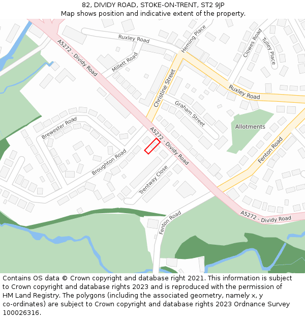 82, DIVIDY ROAD, STOKE-ON-TRENT, ST2 9JP: Location map and indicative extent of plot
