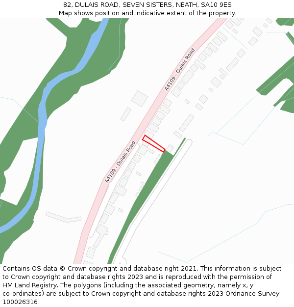 82, DULAIS ROAD, SEVEN SISTERS, NEATH, SA10 9ES: Location map and indicative extent of plot