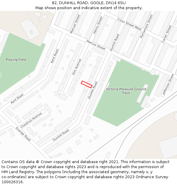 82, DUNHILL ROAD, GOOLE, DN14 6SU: Location map and indicative extent of plot