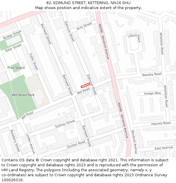 82, EDMUND STREET, KETTERING, NN16 0HU: Location map and indicative extent of plot