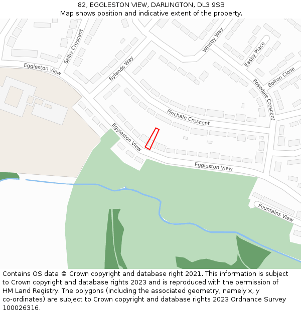 82, EGGLESTON VIEW, DARLINGTON, DL3 9SB: Location map and indicative extent of plot