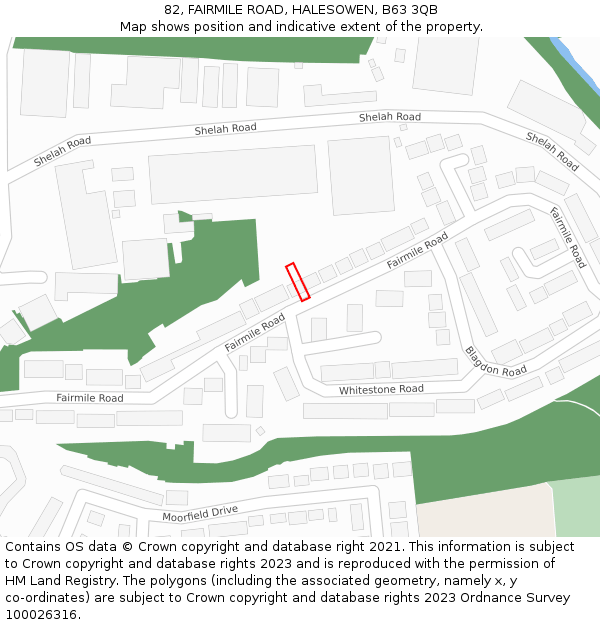 82, FAIRMILE ROAD, HALESOWEN, B63 3QB: Location map and indicative extent of plot