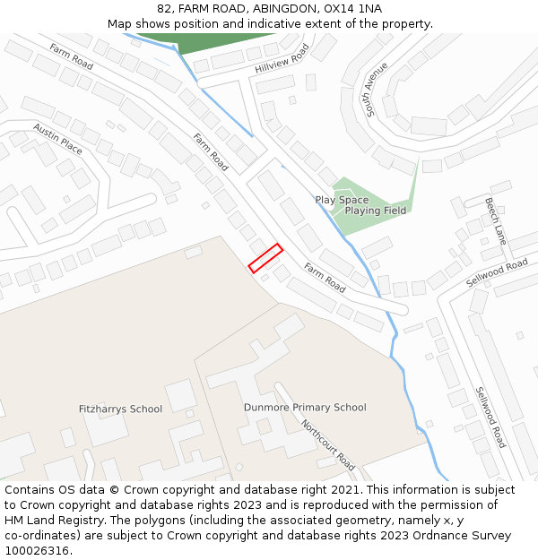 82, FARM ROAD, ABINGDON, OX14 1NA: Location map and indicative extent of plot