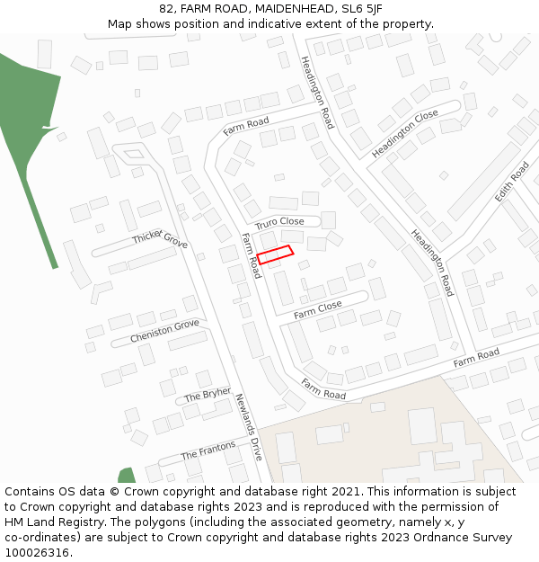 82, FARM ROAD, MAIDENHEAD, SL6 5JF: Location map and indicative extent of plot