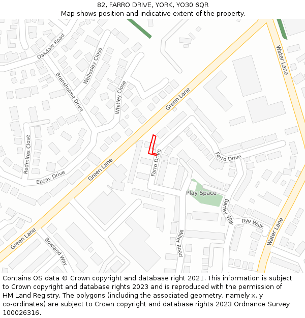 82, FARRO DRIVE, YORK, YO30 6QR: Location map and indicative extent of plot