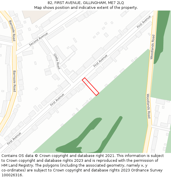 82, FIRST AVENUE, GILLINGHAM, ME7 2LQ: Location map and indicative extent of plot