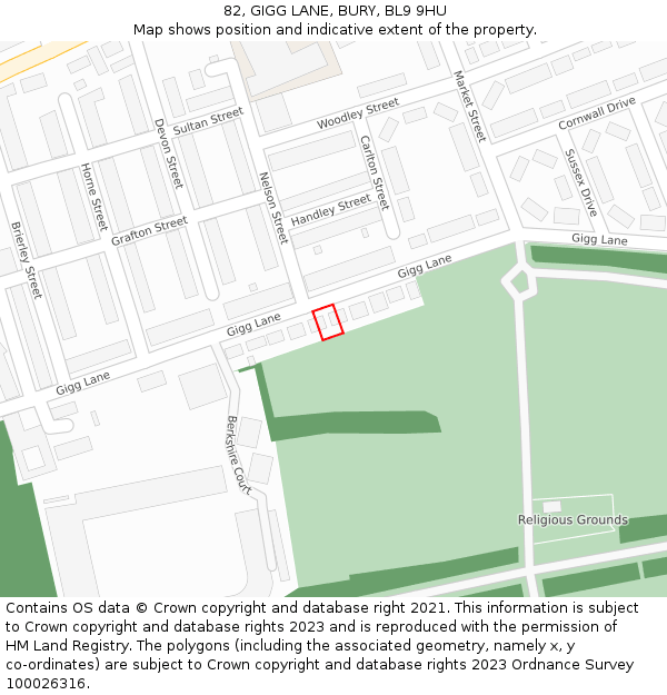 82, GIGG LANE, BURY, BL9 9HU: Location map and indicative extent of plot