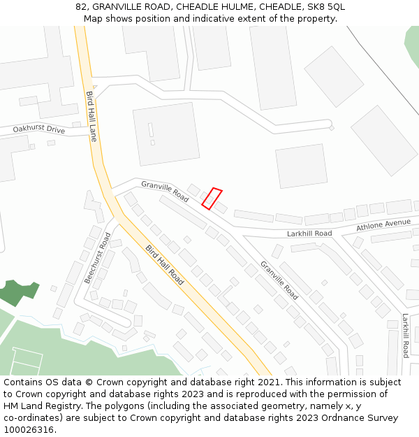 82, GRANVILLE ROAD, CHEADLE HULME, CHEADLE, SK8 5QL: Location map and indicative extent of plot