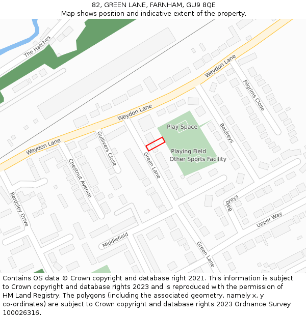 82, GREEN LANE, FARNHAM, GU9 8QE: Location map and indicative extent of plot
