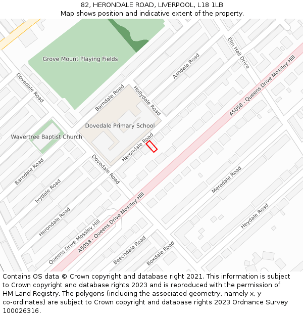 82, HERONDALE ROAD, LIVERPOOL, L18 1LB: Location map and indicative extent of plot