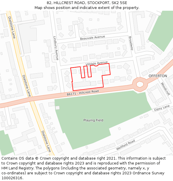 82, HILLCREST ROAD, STOCKPORT, SK2 5SE: Location map and indicative extent of plot