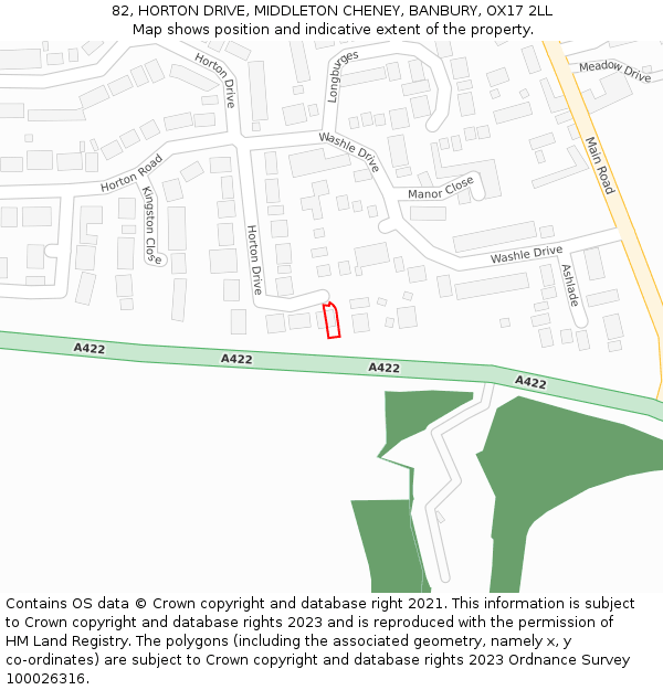 82, HORTON DRIVE, MIDDLETON CHENEY, BANBURY, OX17 2LL: Location map and indicative extent of plot