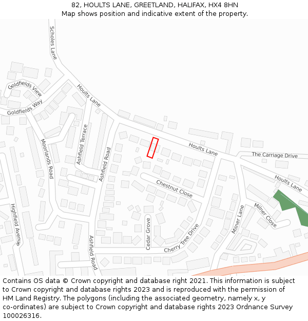 82, HOULTS LANE, GREETLAND, HALIFAX, HX4 8HN: Location map and indicative extent of plot