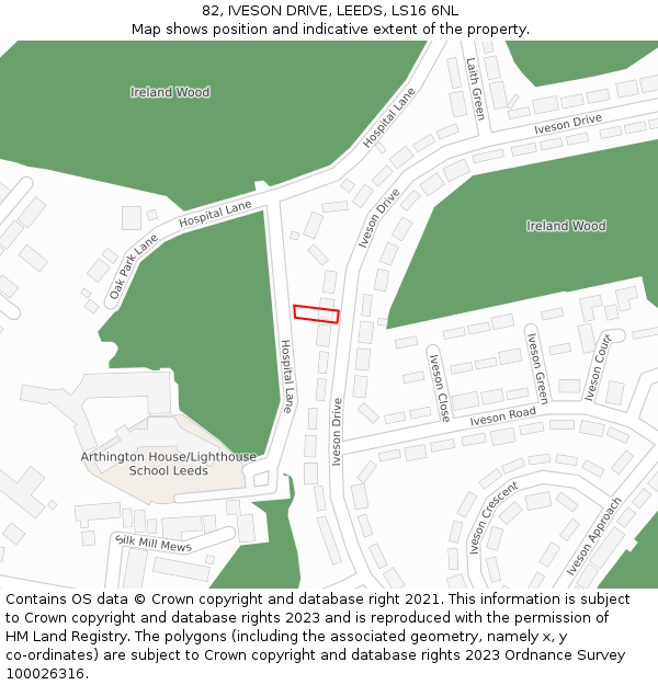 82, IVESON DRIVE, LEEDS, LS16 6NL: Location map and indicative extent of plot