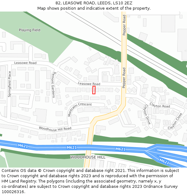82, LEASOWE ROAD, LEEDS, LS10 2EZ: Location map and indicative extent of plot