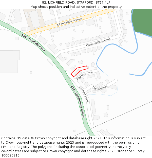 82, LICHFIELD ROAD, STAFFORD, ST17 4LP: Location map and indicative extent of plot