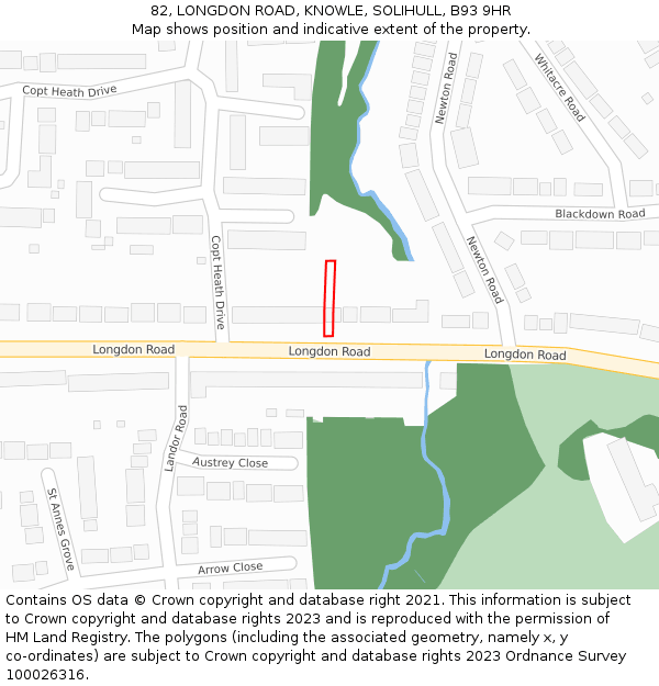82, LONGDON ROAD, KNOWLE, SOLIHULL, B93 9HR: Location map and indicative extent of plot