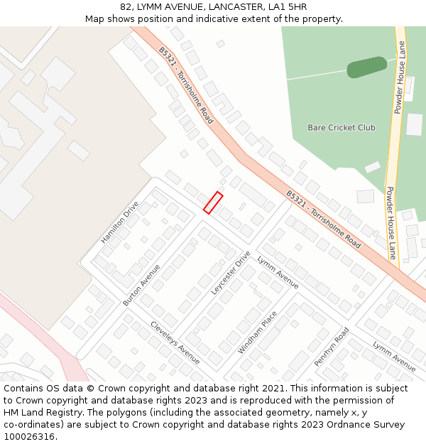 82, LYMM AVENUE, LANCASTER, LA1 5HR: Location map and indicative extent of plot