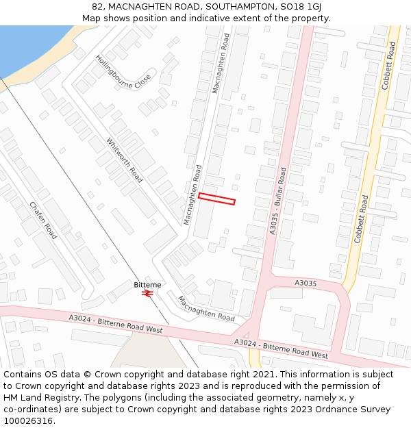 82, MACNAGHTEN ROAD, SOUTHAMPTON, SO18 1GJ: Location map and indicative extent of plot