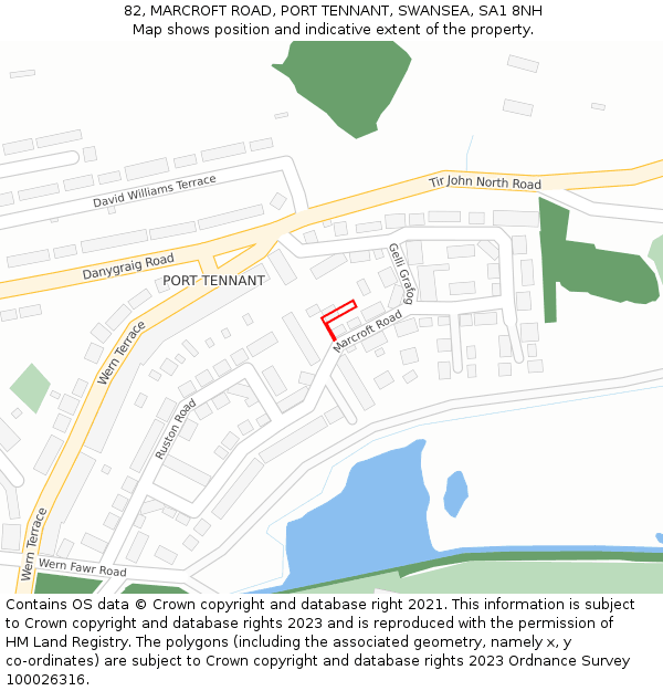 82, MARCROFT ROAD, PORT TENNANT, SWANSEA, SA1 8NH: Location map and indicative extent of plot