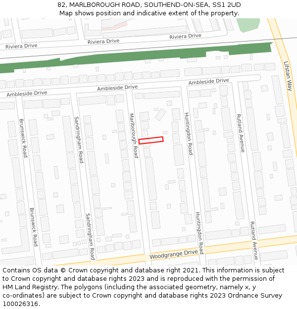 82, MARLBOROUGH ROAD, SOUTHEND-ON-SEA, SS1 2UD: Location map and indicative extent of plot