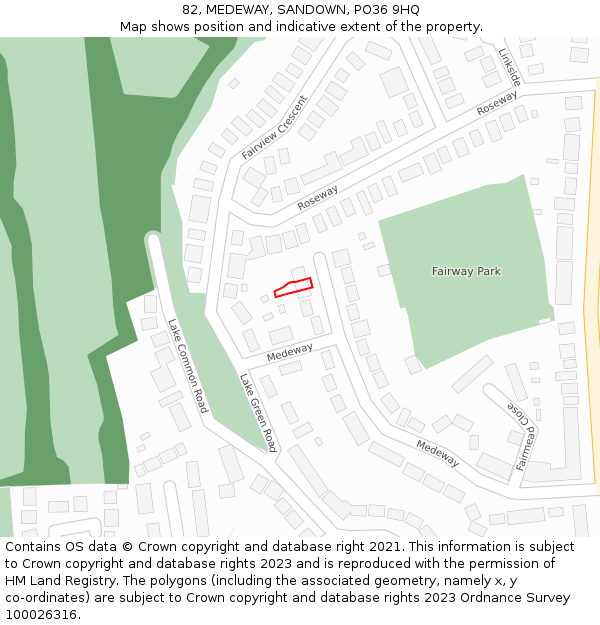 82, MEDEWAY, SANDOWN, PO36 9HQ: Location map and indicative extent of plot