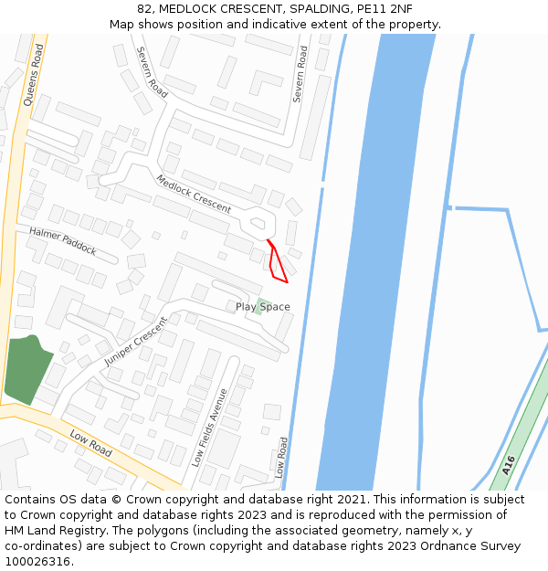 82, MEDLOCK CRESCENT, SPALDING, PE11 2NF: Location map and indicative extent of plot