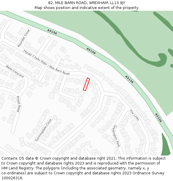82, MILE BARN ROAD, WREXHAM, LL13 9JY: Location map and indicative extent of plot