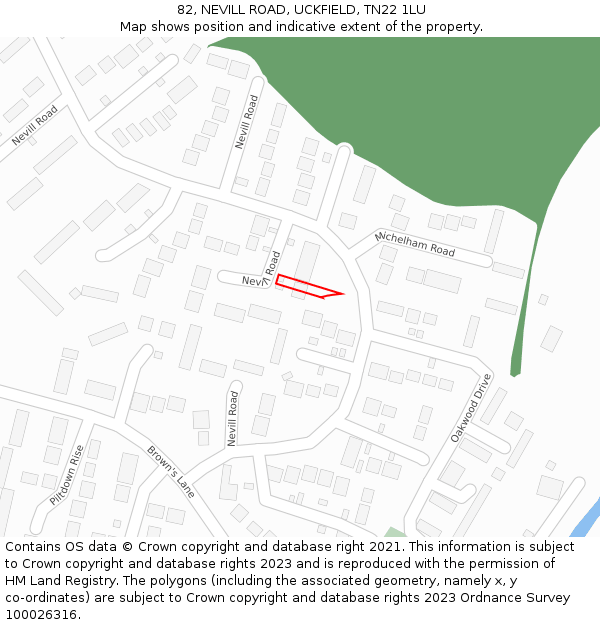 82, NEVILL ROAD, UCKFIELD, TN22 1LU: Location map and indicative extent of plot