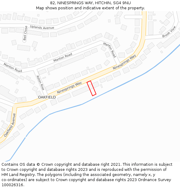 82, NINESPRINGS WAY, HITCHIN, SG4 9NU: Location map and indicative extent of plot