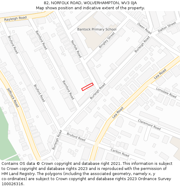 82, NORFOLK ROAD, WOLVERHAMPTON, WV3 0JA: Location map and indicative extent of plot