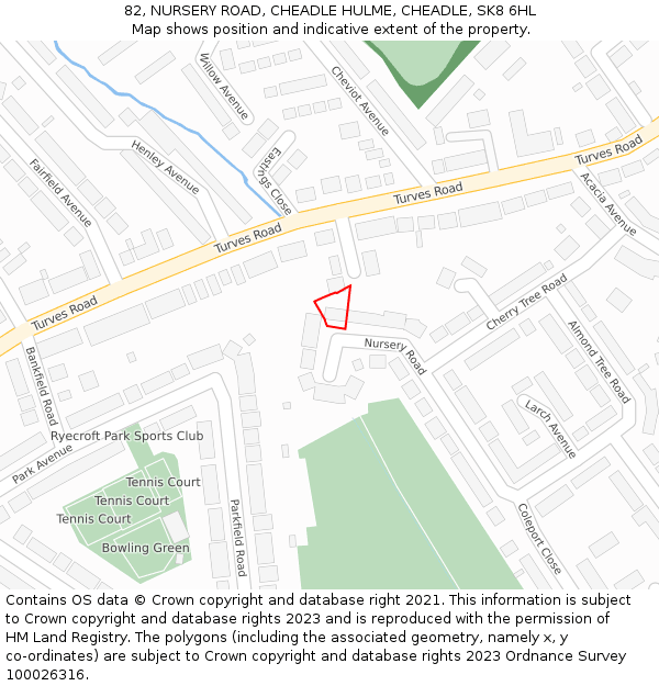 82, NURSERY ROAD, CHEADLE HULME, CHEADLE, SK8 6HL: Location map and indicative extent of plot
