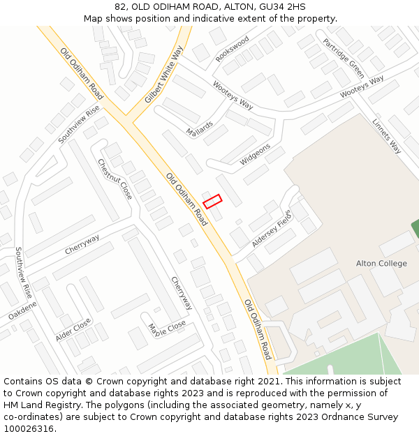 82, OLD ODIHAM ROAD, ALTON, GU34 2HS: Location map and indicative extent of plot