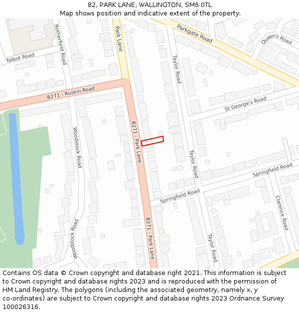 82, PARK LANE, WALLINGTON, SM6 0TL: Location map and indicative extent of plot