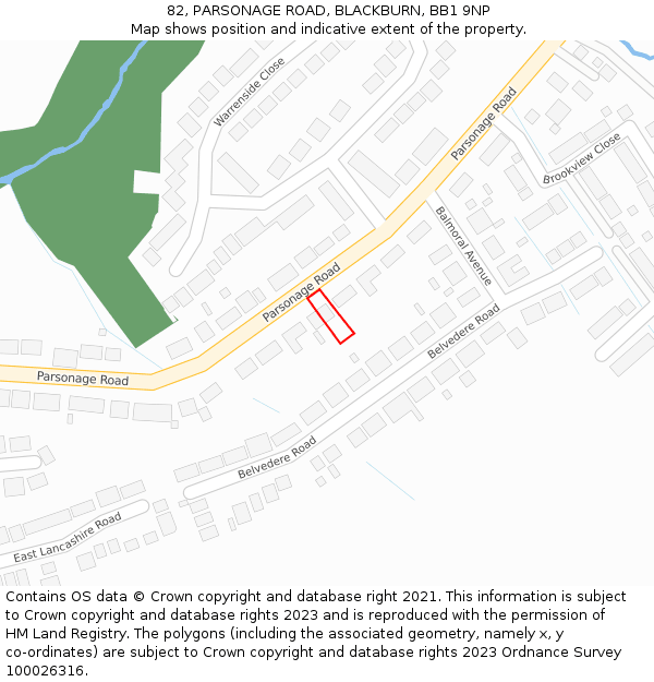 82, PARSONAGE ROAD, BLACKBURN, BB1 9NP: Location map and indicative extent of plot