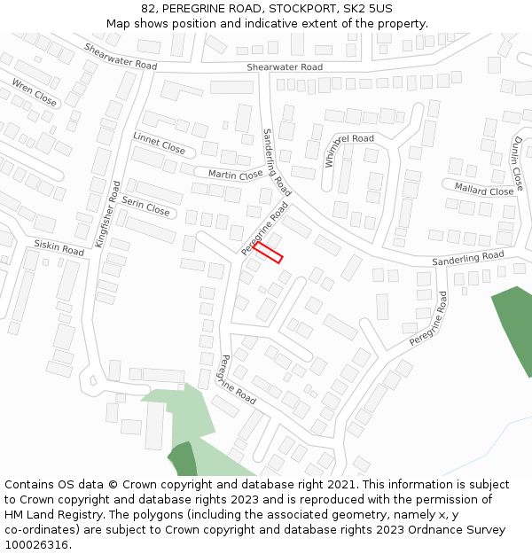 82, PEREGRINE ROAD, STOCKPORT, SK2 5US: Location map and indicative extent of plot