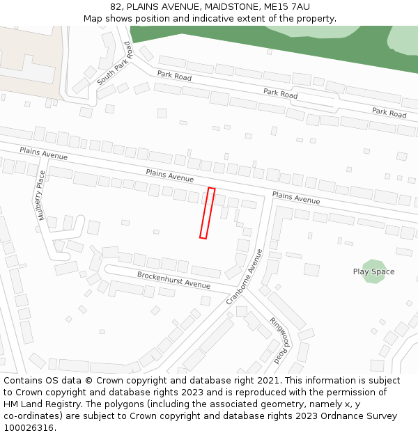 82, PLAINS AVENUE, MAIDSTONE, ME15 7AU: Location map and indicative extent of plot