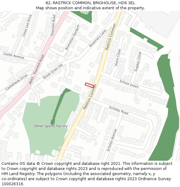 82, RASTRICK COMMON, BRIGHOUSE, HD6 3EL: Location map and indicative extent of plot