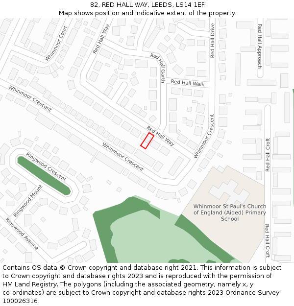 82, RED HALL WAY, LEEDS, LS14 1EF: Location map and indicative extent of plot