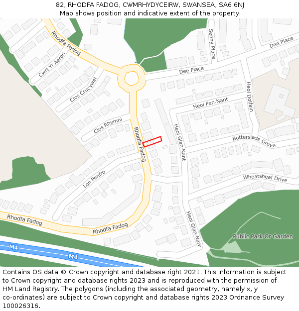 82, RHODFA FADOG, CWMRHYDYCEIRW, SWANSEA, SA6 6NJ: Location map and indicative extent of plot