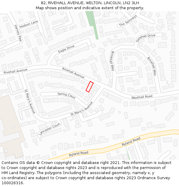 82, RIVEHALL AVENUE, WELTON, LINCOLN, LN2 3LH: Location map and indicative extent of plot