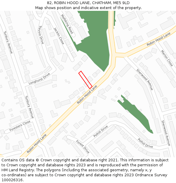 82, ROBIN HOOD LANE, CHATHAM, ME5 9LD: Location map and indicative extent of plot