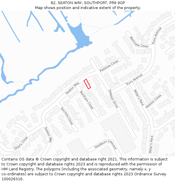 82, SEATON WAY, SOUTHPORT, PR9 9GP: Location map and indicative extent of plot