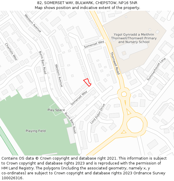 82, SOMERSET WAY, BULWARK, CHEPSTOW, NP16 5NR: Location map and indicative extent of plot