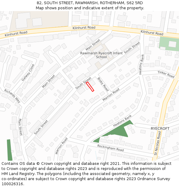 82, SOUTH STREET, RAWMARSH, ROTHERHAM, S62 5RD: Location map and indicative extent of plot