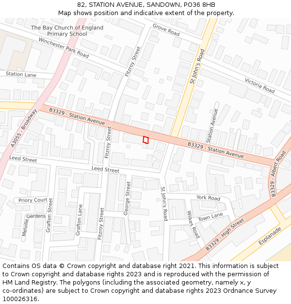 82, STATION AVENUE, SANDOWN, PO36 8HB: Location map and indicative extent of plot