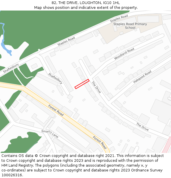 82, THE DRIVE, LOUGHTON, IG10 1HL: Location map and indicative extent of plot