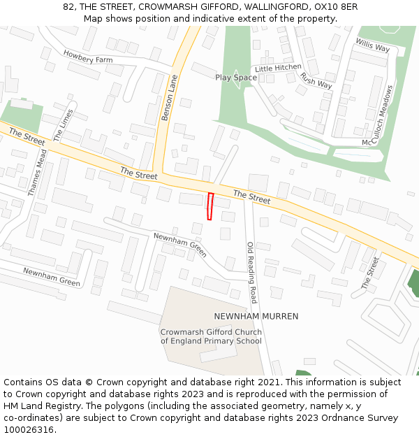82, THE STREET, CROWMARSH GIFFORD, WALLINGFORD, OX10 8ER: Location map and indicative extent of plot